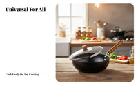 Uncoated Iron Wok Uncoated Flat Bottom Wok Hammered Stir-Fry Pan Versatile Cookware Easy to Clean for Small Families