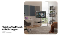 Movable Stainless Steel Floor TV Stand Modern Design TV Floor Stand with Wheels Heavy Duty Freestanding Monitor Mount for Renters, Living Room, Office, Trade Exhibition