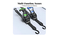 High-Strength Strap Material Retractable Ratchet Strap Rust-Resistant Self-Retracting Lashing Strap Ergonomic Handle for Movers