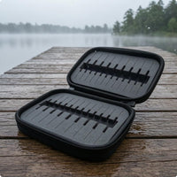 Zip-Around Fishing Lure Storage Case Compact EVA Tackle Case Rectangular Lure Storage Bag Black for Anglers, Fishermen