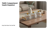 Compartmentalized Lidded Snack Container Set Elegant Design Multi-Compartment Snack Dish Great Gift Compartment Serving Dish with Tray Removable Bowls for Parties, Family Gatherings, Holidays, Living Room