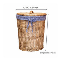 Wicker Laundry Basket with Lid Large Capacity Round Woven Hamper for Bedroom, Washroom