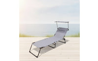 Outdoor Lounge Chair with Foldable Reclining Outdoor Lounge Chair Adjustable Lounger for Campers, Anglers, Patio
