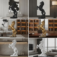 Resin Horse Figurine Rearing Horse Sculpture Tabletop Decor for Art Lovers