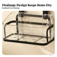 Walnut Wood Grain Finish Suction holder Corner Shelf Drilltool-without-drill Installation Suction holder Corner Basket No-Drilling Bathroom Organizer Vintage design for Apartment Dwellers, Homeowners, Families, Shower, over Sink, Powder Room, Kitchen