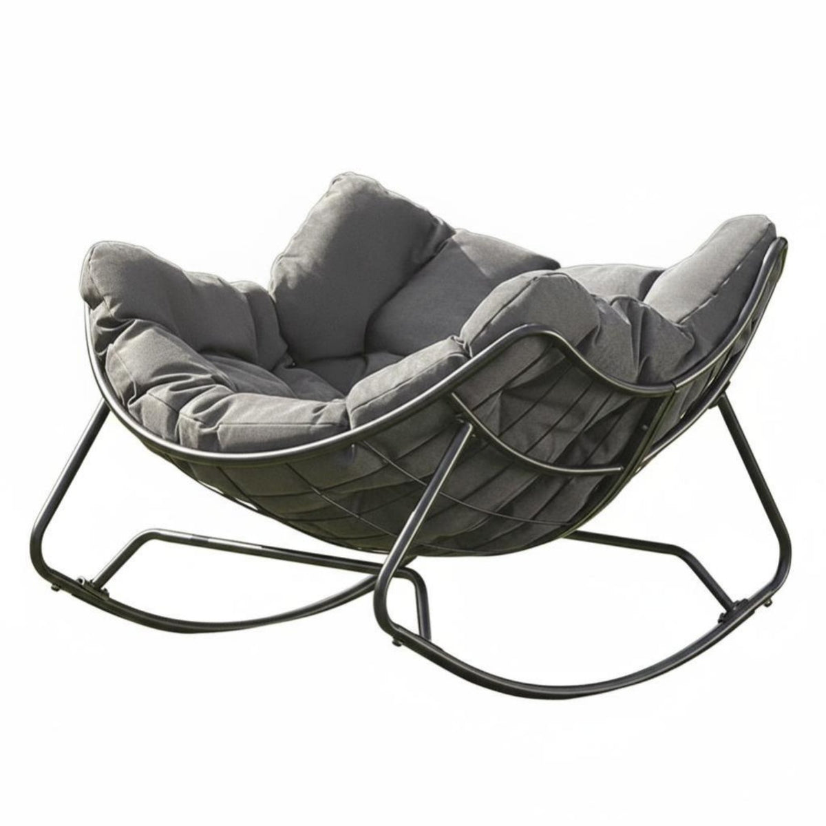 Nordic aesthetic Upholstered rocking seat Light Luxury Aesthetic Rocking Chair High spinerest Indoor Furniture Thick Padded padding for Apartment Dwellers, Homeowners, Balcony, Living Room, Bedroom, study corner