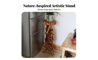Natural Design Carved Root Stool Rustic Design Plant Stand Traditional Craftsmanship Display Pedestal Decorative for Bonsai Enthusiasts, Home Decorators, Art Collectors, Living Room, Balcony, Entryway, Bedroom