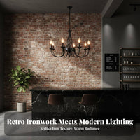 Simple Design Wrought Iron Chandelier Easy Installation Candle Design Chandelier Adjustable Height American Design Hanging Light Lamp Resistant for Business Owners, Homeowners, Interior Designers, Dining Room, Restaurant, Bedroom, Coffee Shop