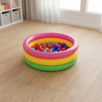 Colorful Rainbow Inflatable Pool Multicolor Round Inflatable Pool Summer Fun Rainbow Play Hub Sturdy for Backyard