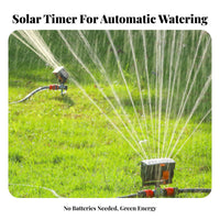 Adjustable Spray Range Solar Powered Sprinkler Easy Installation Automatic Irrigation Timer Built-in Lithium Battery for Outdoor, Greenhouse