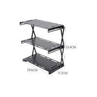 Foldable Camping Shelf No Assembly Required 3 Tier Folding Shelf High Load Capacity 3-Tier Desktop Rack for Campers, Picnic, Barbecue