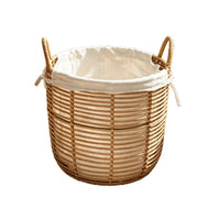 Rattan-Look Laundry Basket, Bathroom Handheld Lidless, Country Style with Floral Pattern