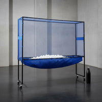With Wheels Mobile Ball Collection Net Sturdy Frame Table Tennis Ball Collector Easy Installation Table Tennis Backstop Net for Home, Club