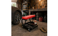 Repair Specialist Stool with Tool Tray Rolling Stool with Storage Wear-Resistant Garage Seat for Car Cleaners