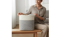Linen Basket with Handles Blanket Basket Decorative Home Organization for Bedroom