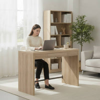 Computer Desk Minimalist Desk with Drawer Wood-Grain Study Table for Remote Workers, Students, Home Office, Bedroom