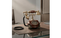 Ornate Antique-Style Desktop Telephone Plug and Play Vintage Desk Phone Redial Retro Landline Phone Ringer Off