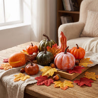 48 Pieces Lifelike Fake Pumpkins with Acorns Speckled Mini Pumpkin Decoration Set Textured Artificial Pumpkins Miniature for Table Centerpiece, Thanksgiving, Diy Crafts