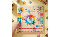 Multicolor Child-Centered Calendar Clock Board Movable Hands Wooden Calendar Clock Board Sliding Parts Educational for Preschoolers, Kids