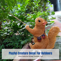 Resin Animal Flower Pot Decorative Hanger, Climbing Squirrel, Balcony, Courtyard, Garden Decor
