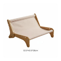 Slanted Backrest Pet Lounge Bed Raised Side Supports Sling Pet Bed Round Cutouts Wooden Feline Sofa Open Legs for Cats, Small Dogs, Indoor