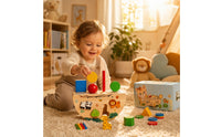 Shape Sorting Toys Box Learning Educational Toy with Wooden Blocks Colorful Matching Box with Blocks for Infants