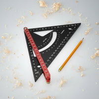 Double Scale (Metric & Imperial) Aluminum Speed Square High Precision Woodworking Triangle Ruler Multi-Function 7 Inch Rafter Square Pre-Set Angle for Woodworkers, Carpenters