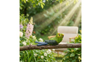 Parrot Figurine with Branch Carved Resin Parrot Statue Outdoor Ornament for Bonsai