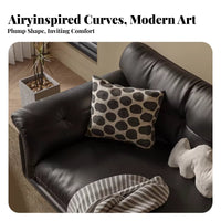 3-Seater pillowy Couch Genuine Leather Sofa Vintage design Living Room Seating for Apartment Dwellers, Design aficionados, Lounge Area, Office, Bedroom