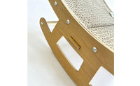 Corrugated Cat Scratcher Rocker Rocking Cat Rocker with Feather Toy Wooden Pet Furniture Curved for Cats, Kittens, Living Room, Bedroom