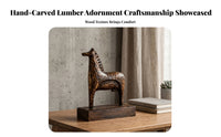 Wood Grain Horse Ornament Contemporary Pastoral Horse Sculpture Carved