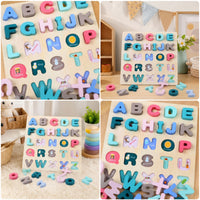 Wooden Letter Board Educational Wooden ABC Puzzle Early Learning for Young Children, Playroom