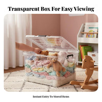 Clear Stackable Bin with Lid Transparent Lidded Box with Handle See-Through Body Household Storage for Families, Homeowners, Closet, Home, Living Room