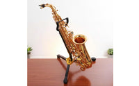 Compact Foldable Saxophone Stand Anti-Slip Feet Saxophone Floor Stand Sturdy Metal Construction Portable Sax Holder for Saxophonists