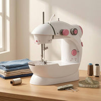 Built-in Light Mini Electric Sewing Machine Foot Pedal Desktop Sewing Machine Metal Hook Craft Tool Spare Bobbins