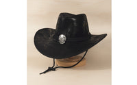 Cowboy Hat with Chin Cord Wide Brim Western Hat with Cranium Ornament Adjustable for Men, Women, Festivals, Outdoor Travel, Riding