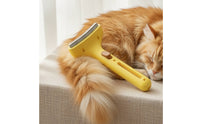 Thinning Comb Fine-Tooth Comb with Curved Head Self-Cleaning Pet Brush Stainless Steel Handheld for Long-Haired Pets, Deshedding