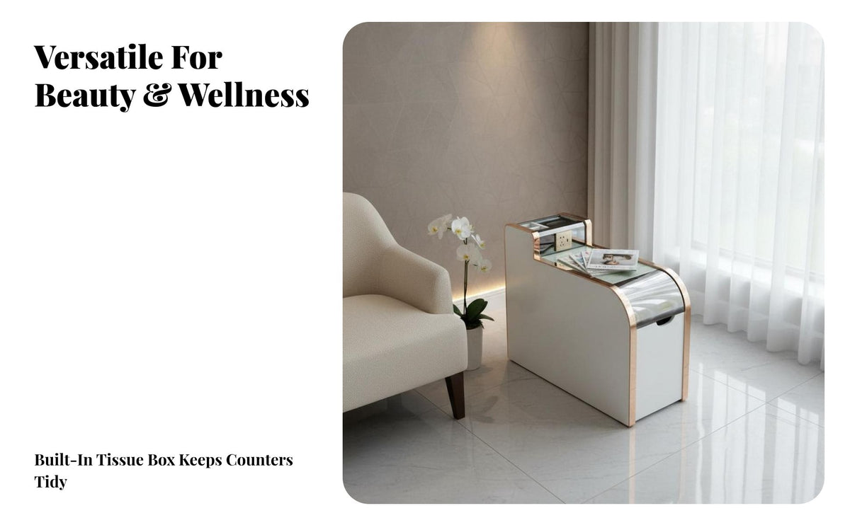 Spa Side Cabinet Light Luxury Design Multifunctional End Table Space Saving Narrow Tea Table with Storage for Salon Owners, Lounge Area
