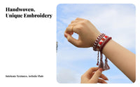 3 Pieces 3-Piece Embroidered Bracelet Set Handmade Adjustable Braided Bracelet Layered Fashionable Appearance Accessory for Women, Beach, Festival