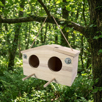 Two-Section Compartment Bird Box with Perches, Cage-Mount Hinged Roof Bird House for Wood Nesting, Space for Aviary and Small Birds