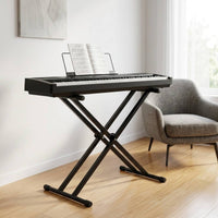 Detachable Double Tube Keyboard Stand Portable Double X Keyboard Stand Adjustable Height Instrument Support Non-Slip Rubber Caps for Studio, Stage