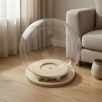 Acrylic Cat Dome Bed Built-in Balls Rotating Cat Bed Pet Furniture Round