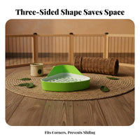 Triangle Hare Toilet Spill-Resistant Guard Cage Corner Toilet Easy to Clean Corner Waste Container for Guinea Pigs, Chinchillas