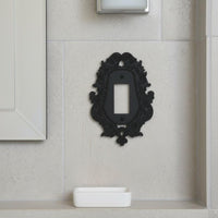 Ornate Light Switch Plate 3D Relief Ornate Baroque Wall Plate Non-Conductive Black Scrollwork Faceplate for Themed Room