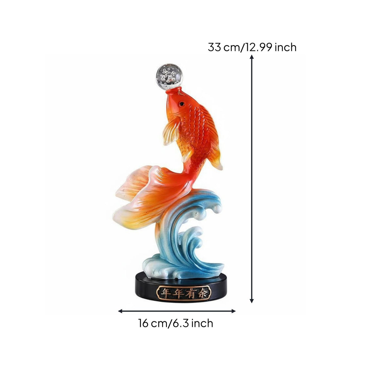 Housewarming Gift Chinese Wealth Koi Figurine Lifelike Details Fortunate Koi Figurine Hand-Painted for Business Owners, Office