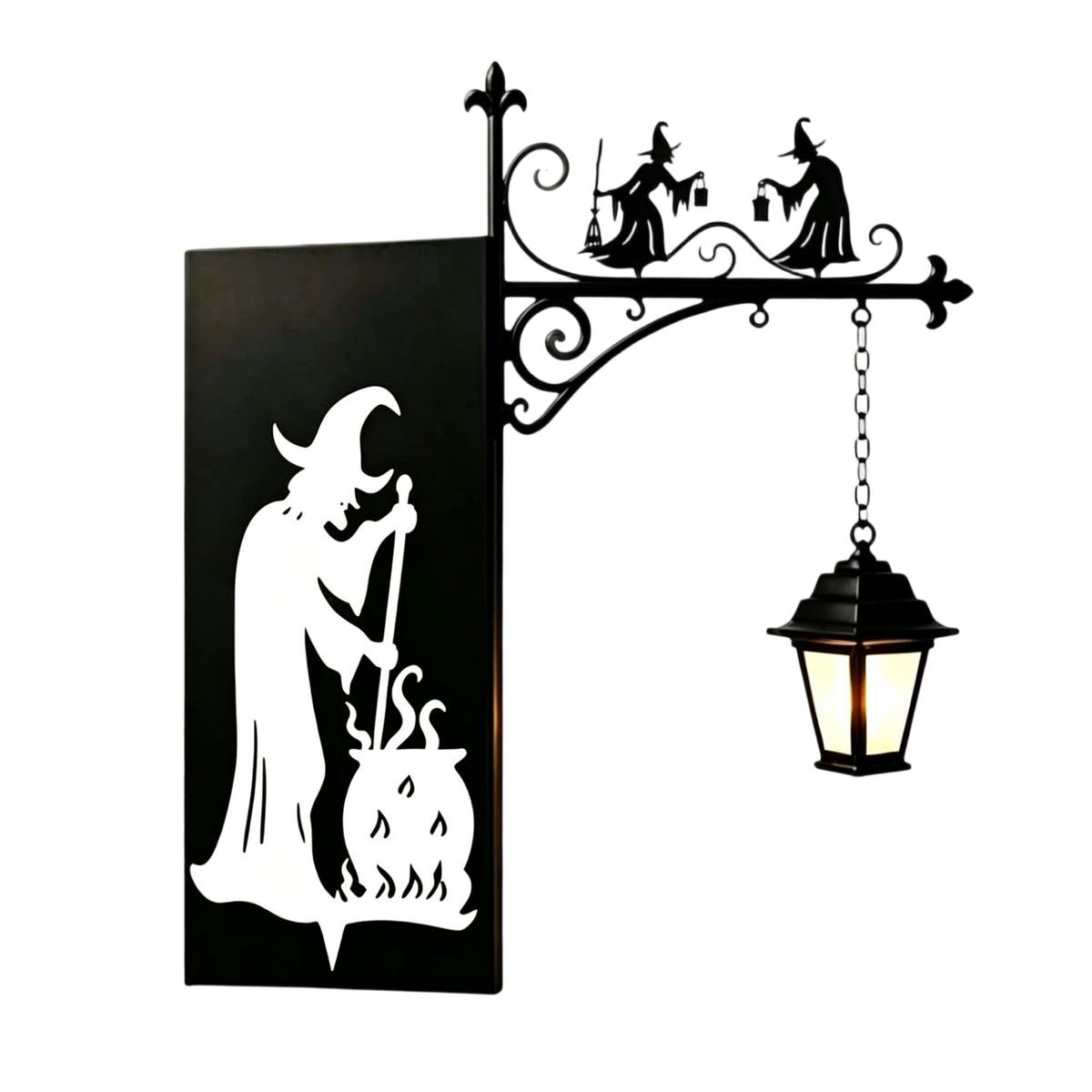 Clamp-on Bookshelf Ornament with Lantern Wrought-Iron Hanging Lantern with Bracket Antique-Inspired Display Lamp Ambient for Reading Corner