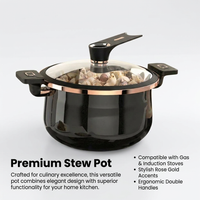 Enamel Pot with Lid, Large Stew for Slow Cooking, Non Soup with Handles for Home Induction Compatible Cookware