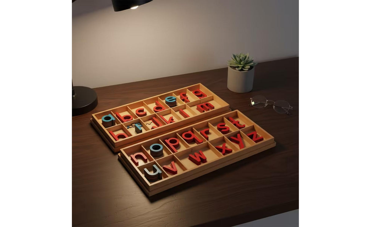 Movable Alphabet with Trays Preschool Movable Alphabet Textured Letter Set for Classroom, Playroom