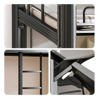 Metal Bunk Bed with Ladder Space-Saving Metal Bunk Bed Matte Black Furniture for Students, Kids, Dorm Rooms, Small Apartments