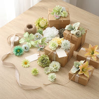 Artificial Flower Set - 50 Faux Flowers for DIY Hair Wreaths, Headwear, Fans, Hanfu Accessories, Wedding Decor